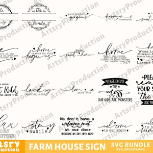 Farmhouse Sign Svg Bundle, Family Quotes Svg, Family Sign, Home Decor ...