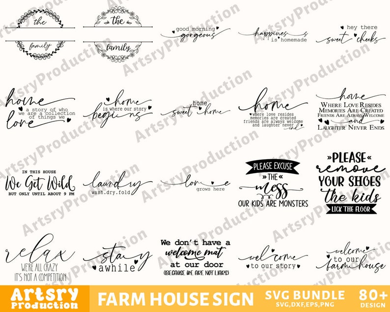 Farmhouse Sign Svg Bundle, Family Quotes Svg, Family Sign, Home Decor ...