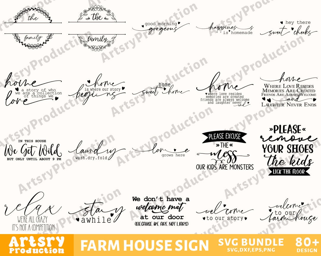 Farmhouse Sign Svg Bundle, Family Quotes Svg, Family Sign, Home Decor ...