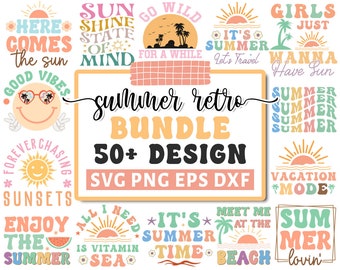 Summer Retro Svg Bundle, Beach Svg, Summertime svg, Funny Beach Quotes Svg, Summer Cut Files, Summer Quotes Svg, Cricut Silhouette Png