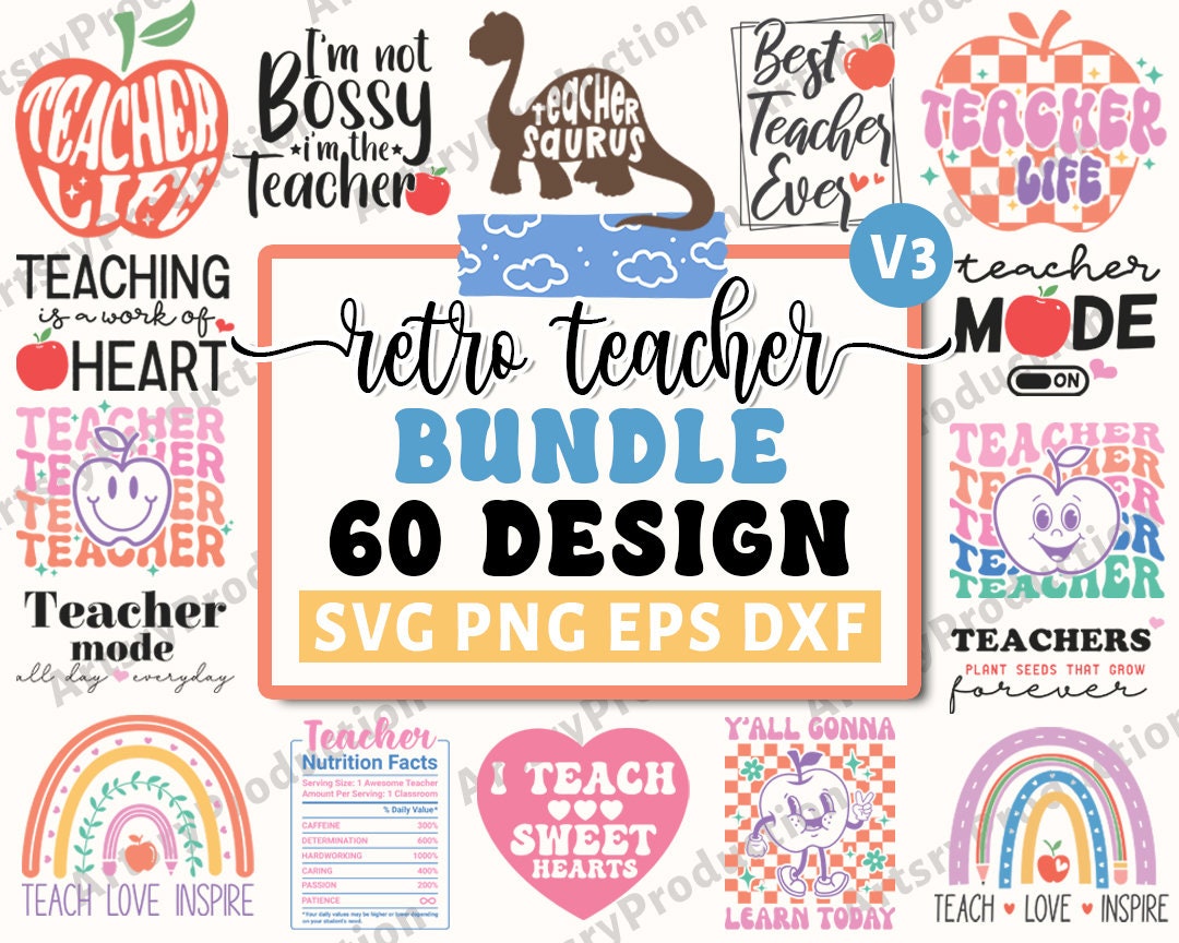 Retro Teacher Svg Bundle, Teacher Appreciation Svg, Teacher Quotes Svg ...