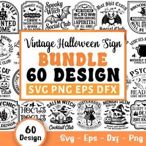 Halloween Vintage Sign SVG Bundle, Farmhouse Halloween Sign Svg, Halloween Welcome Svg, Spooky Svg, Ghost Svg, Svg Files For Cricut