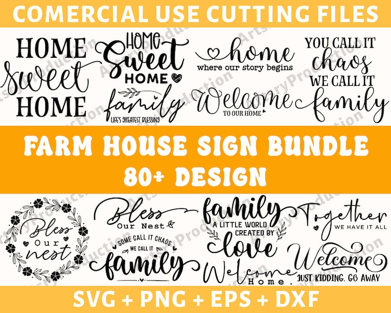 Farmhouse Sign Svg Bundle, Family Quotes Svg, Family Sign, Home Decor ...