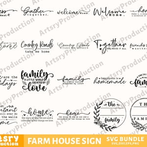 Farmhouse Sign Svg Bundle, Family Quotes Svg, Family Sign, Home Decor ...