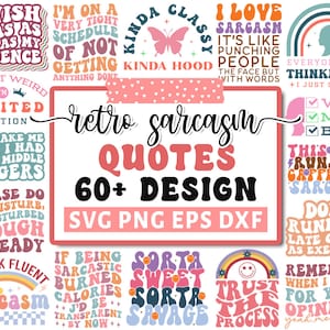 Retro sarcasme Svg-bundel, grappige citaten Clipart Svg, retro sarcastische Svg, sarcastische gezegden Svg, volwassen humor Svg, grappig, Svg-bestanden voor Cricut