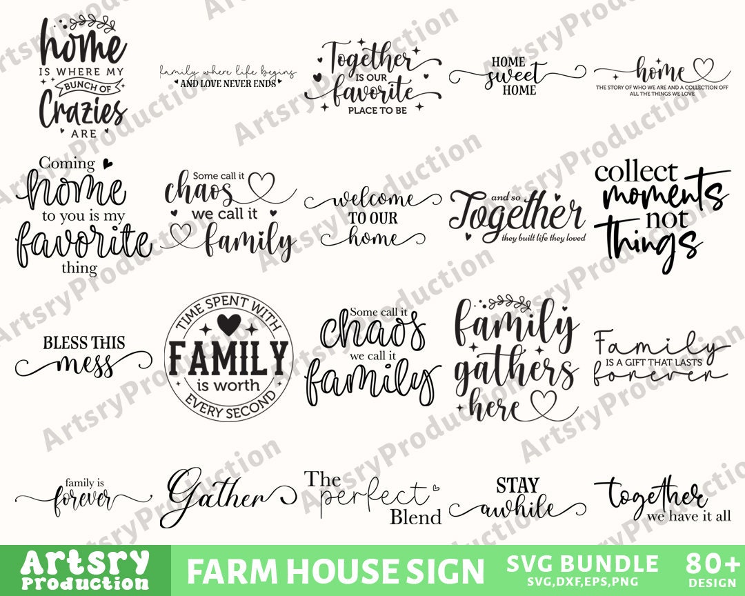 Farmhouse Sign Svg Bundle, Family Quotes Svg, Family Sign, Home Decor ...