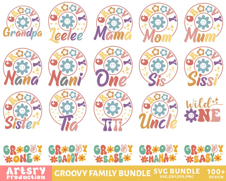 Groovy Family Groovy Family SVG Bundle, Retro Family Svg, Groovy Birthday Svg ...
