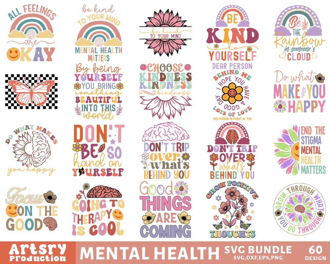 Mental Health SVG Bundle, Inspirational Svg, Positive SVG, Motivational ...
