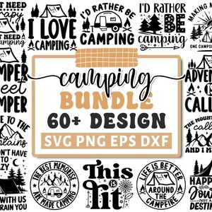 Camping SVG Bundle, aventure en plein air coupe fichiers, Svg vie de camp, camp SVG, Svg camper, Svg feu de camp, randonnée Clipart, couper des fichiers pour Cricut