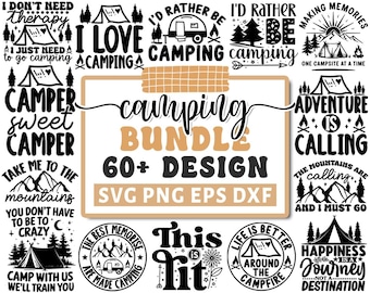 Camping SVG Bundle, Outdoor Adventure Cut Files, Camp Life Svg, Camp SVG, Camper Svg, Campfire Svg, Hiking Clipart, Cut Files for Cricut