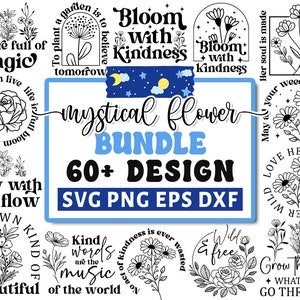 Mystical Wildflower Svg Bundle, Flower Svg Png Bundle, Floral Svg, Stay Wild Svg, Wild Flower Svg, Floral Frame Svg, Cricut Silhouette Png