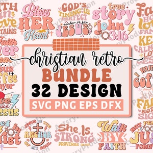 Retro Christian Svg bundle, Religious Svg, God Svg, Scripture Svg, Bible Verse Svg, Blessed Svg, Jesus Svg, Faith Svg, Cut Files for Cricut