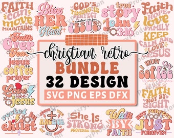 Retro Christian Svg bundle, Religious Svg, God Svg, Scripture Svg, Bible Verse Svg, Blessed Svg, Jesus Svg, Faith Svg, Cut Files for Cricut