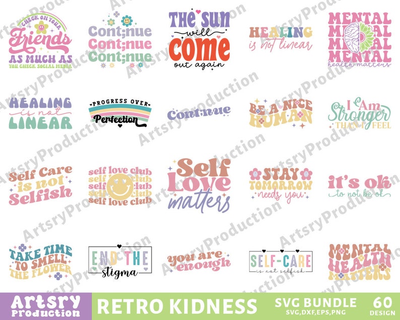 Mental Health Svg Bundle, Inspirational Svg, Positive Affirmations Svg ...