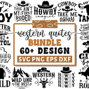 Ensemble Svg citations western, Svg cow-boy, campagne Png, Svg impertinent, rodéo Svg, cow-girl Svg, Svg Western, Howdy Svg, sauvage, Cricut Silhouette Png