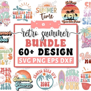 Retro Summer Svg Bundle, Beach Svg, Summertime svg, Funny Beach Quotes Svg, Summer Cut Files, Summer Quotes Svg, Cricut Silhouette Png