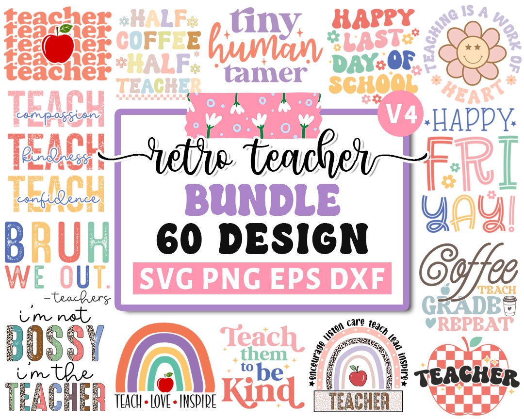 Retro Teacher Svg Bundle, Teacher Appreciation Svg, Teacher Quotes Svg ...
