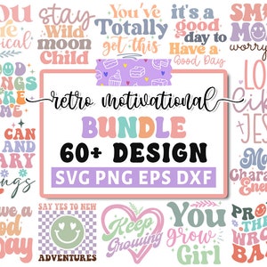 Retro Motivations-Svg-Bundle, Selbstliebe-Svg, Mental Health-Svg, positive Affirmationen-Svg, gestärktes Frauen-Shirt-Svg, Cricut-Silhouette-Png