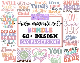 Retro Motivational Svg Bundle, Self Love Svg, Mental Health Svg, Positive Affirmations Svg, Empowered Women Shirt Svg, Cricut Silhouette Png