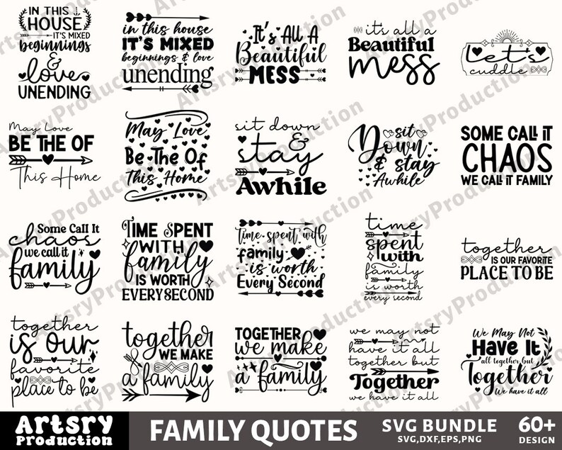 Family Quotes Svg Bundle, Family Sign, Home Decor Svg, Silhouette ...