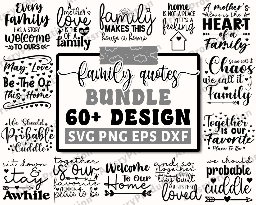 Family Quotes Svg Bundle, Family Sign, Home Decor Svg, Silhouette ...