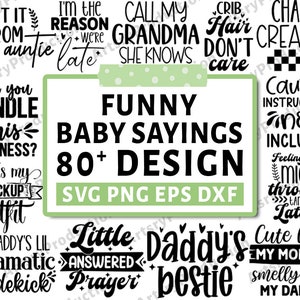 Baby SVG bundel, baby douche SVG, pasgeboren SVG bundel, baby citeer bundel, schattige baby zeggen SVG, grappige baby SVG, Cricut silhouet PNG
