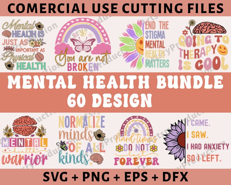 Mental Health SVG Bundle, Inspirational Svg, Positive SVG, Motivational ...