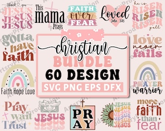 Retro Christian Svg bundle, Religious Svg, Scripture Svg, Bible Verse Svg, Blessed Svg, Jesus Svg, God Svg, Faith Svg, Cricut Silhouette Png