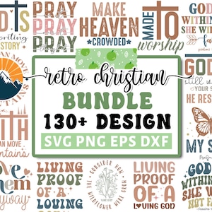 Retro christliches svg-Bundle, religiöses svg, Schrift-Svg, Bibel-Vers-Svg, gesegnetes svg, Jesus-Svg, Gott-Svg, Glaube-Svg, Cricut Silhouette Png