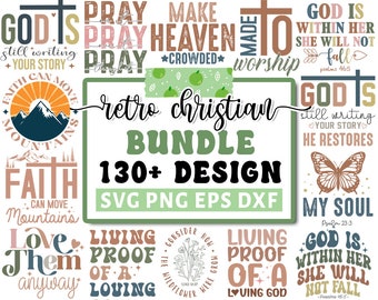 Retro Christian Svg Bundle, Religious Svg, Scripture Svg, Bible Verse Svg, Blessed Svg, Jesus Svg, God Svg, Faith Svg, Cricut Silhouette Png