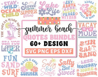 サマービーチ SVG バンドル、ビーチ SVG、サマータイム SVG、面白いビーチの名言 SVG、サマーカットファイル、サマー名言 SVG、クリカットシルエット PNG