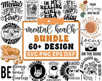 Mental Health Svg Bundle, Retro Motivational Svg, Self Love Svg, Positive Affirmations Svg, Empowered Women Shirt Svg, Cricut Silhouette Png