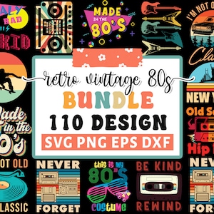 Retro Vintage 80er 90er Jahre Monogramm Bundle, Vintage Zeichen, Old School Zeichen, Band Tees Zeichen, Disco Zeichen, Hip Hop Zeichen, Punk Rock Zeichen, Cricut Silhouette Png