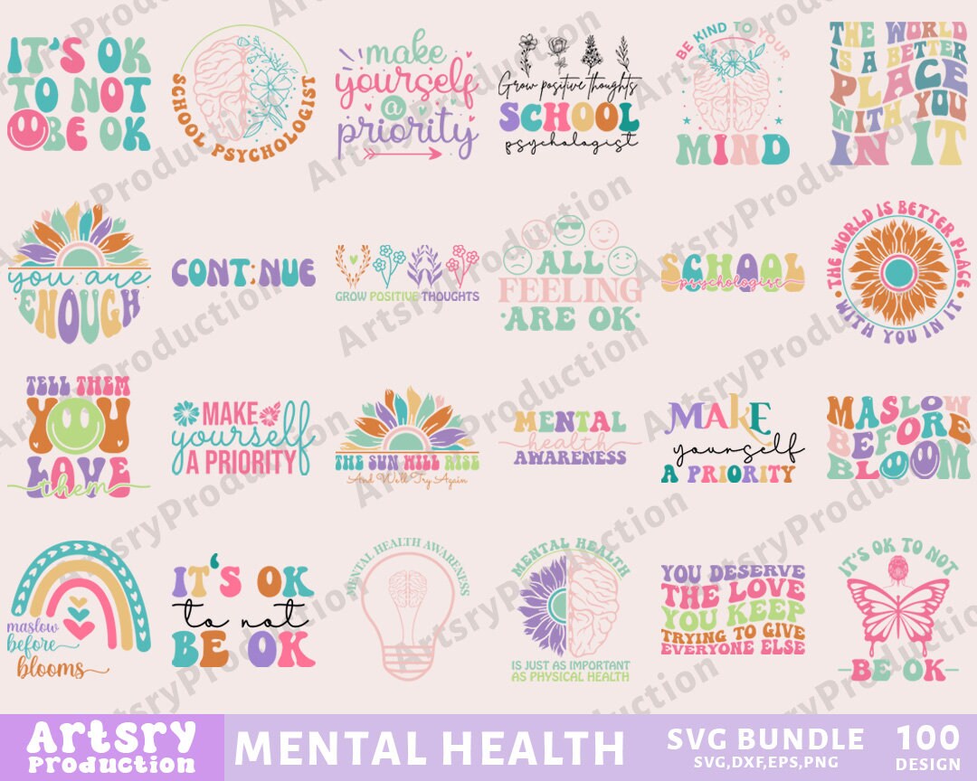 Mental Health Svg Bundle, Inspirational Svg, Positive Affirmations Svg ...