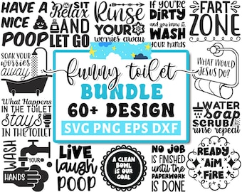 Funny Toilet Svg Bundle, Bathroom Quote, Restroom Svg, Potty Dance Svg, Farmhouse, Bathroom Sign, Funny Bathroom Svg, Svg Files For Cricut