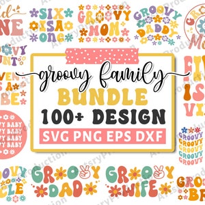 Groovy Family SVG bundel, Retro Family Svg, Groovy Verjaardag Svg, Matching Family Svg, Groovy Mom Svg, Groovy Dad Svg, Cut Files voor Cricut