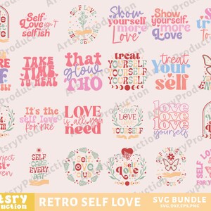 Retro Self Love Svg Bundle, Motivational Svg Bundle, Mental Health Svg ...