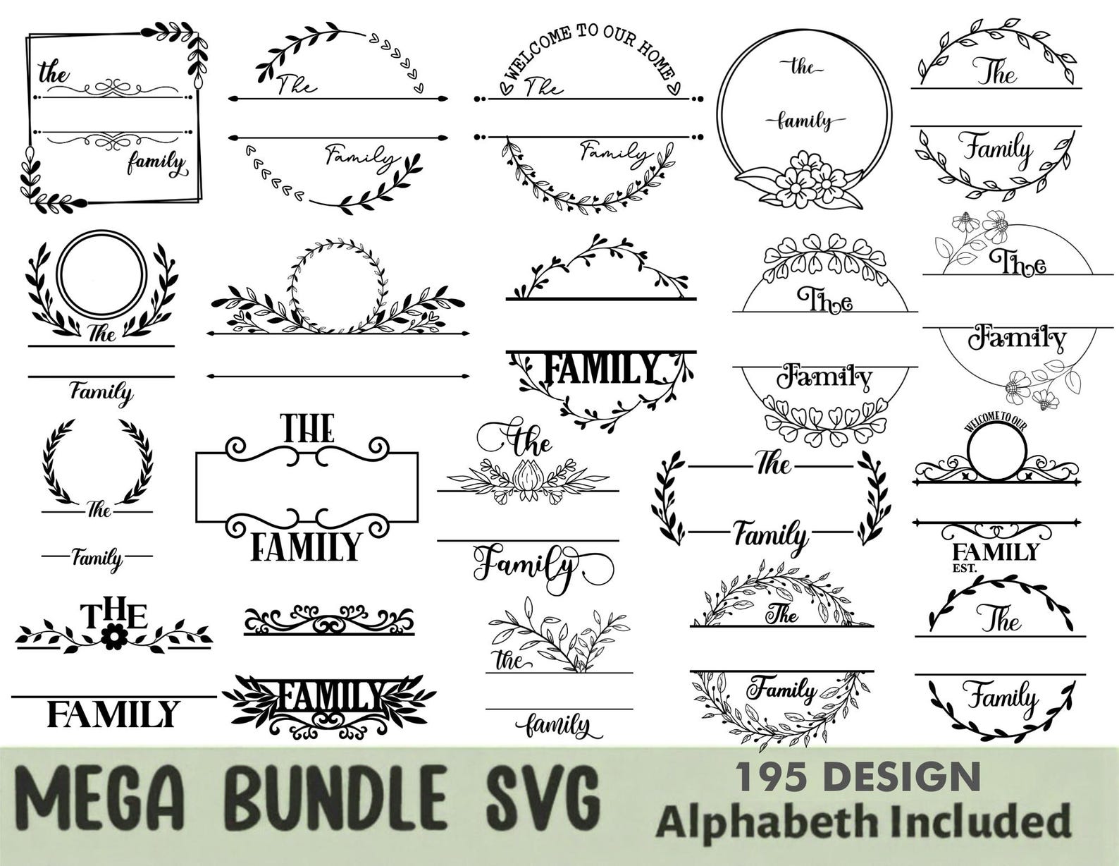 Family Monogram Svg Bundle, Welcome Sign Svg, Welcome Svg Bundle ...