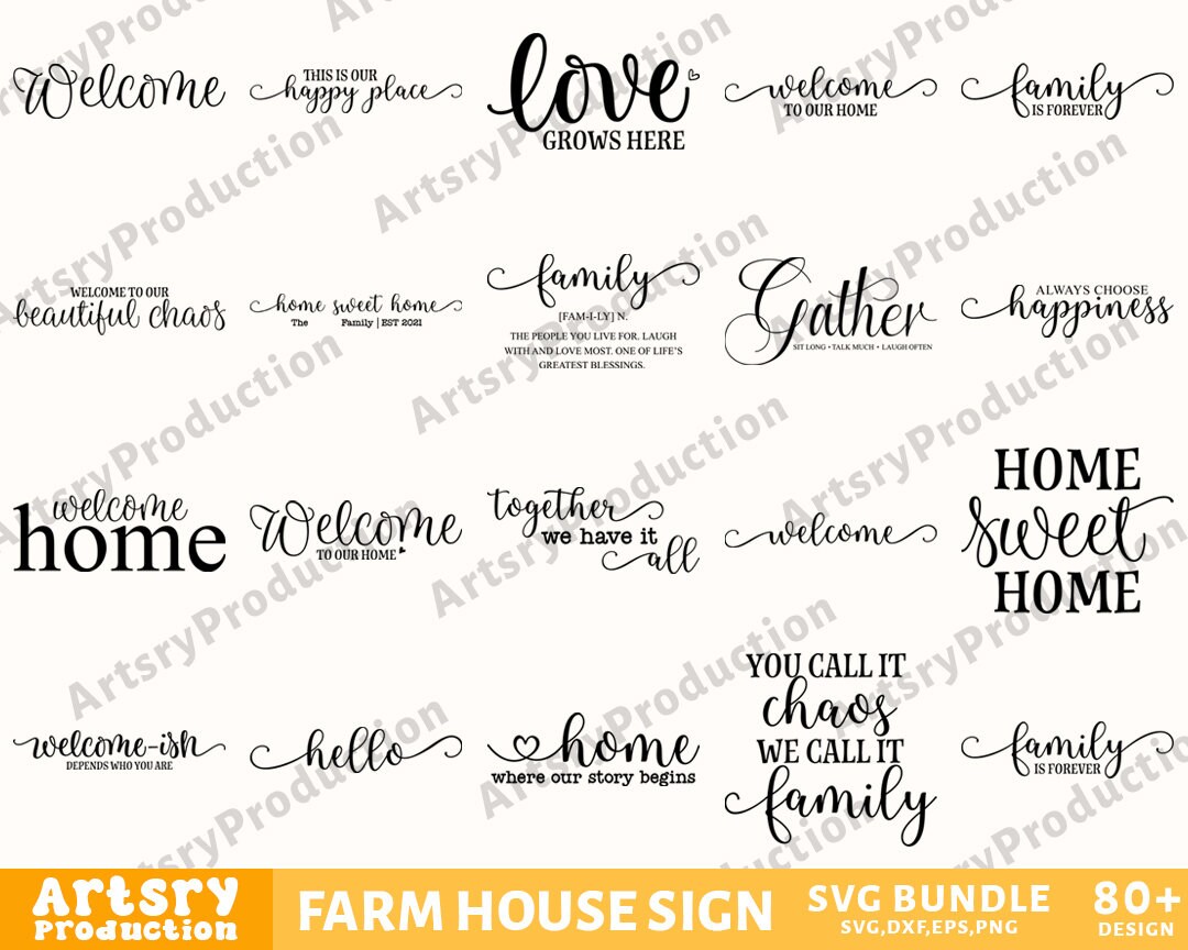 Farmhouse Sign Svg Bundle, Family Quotes Svg, Family Sign, Home Decor ...