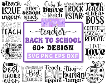 Paquete SVG de regreso a clases para maestros, SVG de agradecimiento para maestros, SVG con citas para maestros, SVG con refranes para maestros, SVG escolar, SVG con silueta de Cricut