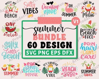 サマーSVGバンドル、ビーチSVG、サマータイムSVG、面白いビーチの引用SVG、サマーカットファイル、サマー引用SVG、、Cricut Silhouette Png V1