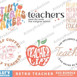Retro Teacher Svg Bundle, Teacher Appreciation Svg, Teacher Quotes Svg ...