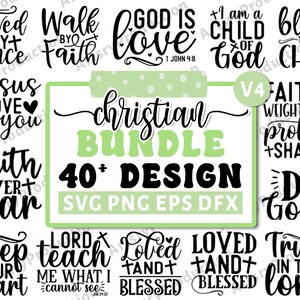 Lot de svg chrétien, verset de la Bible, svg religieux, svg religieux, Écritures saintes, Jésus Svg, Dieu Svg, foi svg, couper des fichiers pour Cricut vol 4