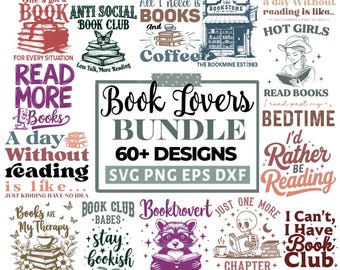 Book Lover SVG Bundle, Funny Bookish Svg, Reader Book Addict Svg, Anti Social Book Club Svg, Floral Book Svg, Reading, Cut Files for Cricut