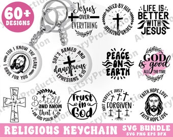Pacchetto Svg portachiavi religioso, Versetto della Bibbia Svg, Cristiano Svg, Scrittura Svg, Benedetto Svg, Gesù Svg, Dio Svg, Fede, Cricut Silhouette Png
