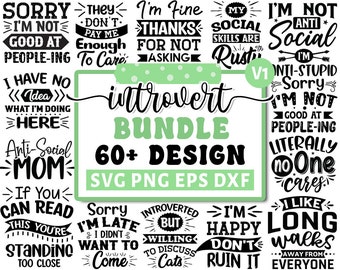 Introvert Svg Png Bundle, Social Anxiety Svg, Mental Health Svg, Indoorsy Svg, Anti Social Butterfly Svg, Cricut Silhouette Png Vol 1