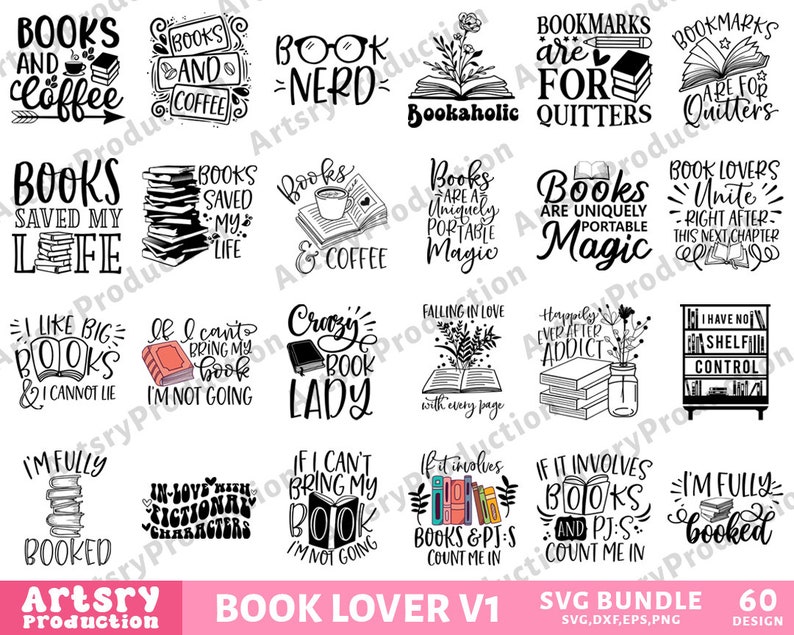 Book Lover Bundle SVG File, Love to Read Svg, Library Svg, Flower Books ...