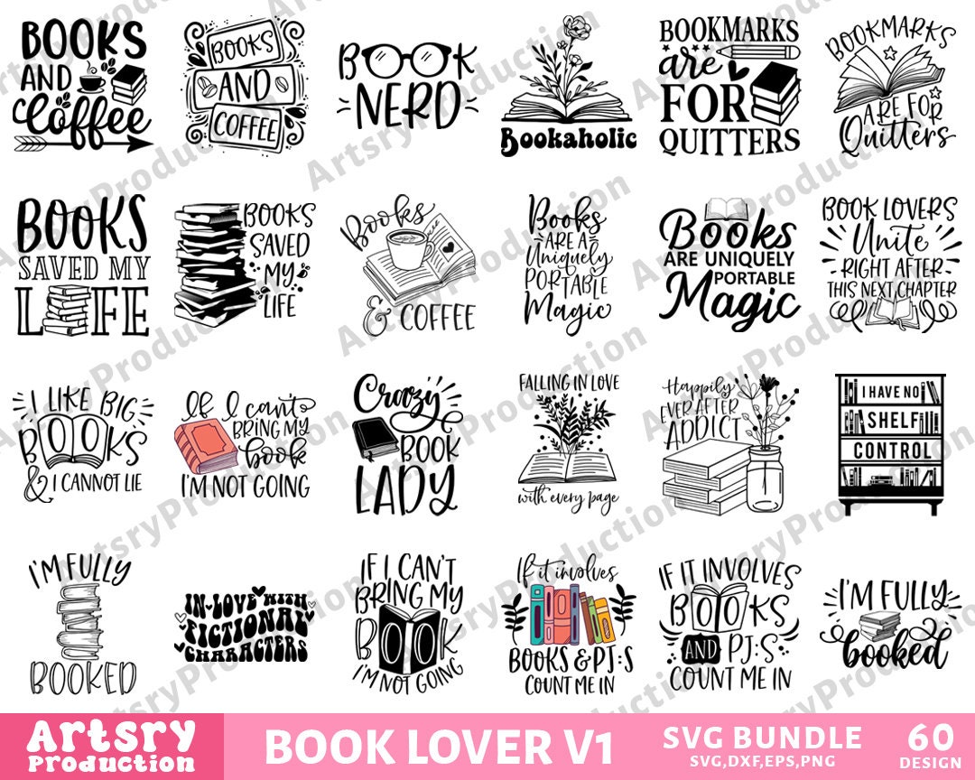 Book Lover Bundle SVG File, Love to Read Svg, Library Svg, Flower Books ...