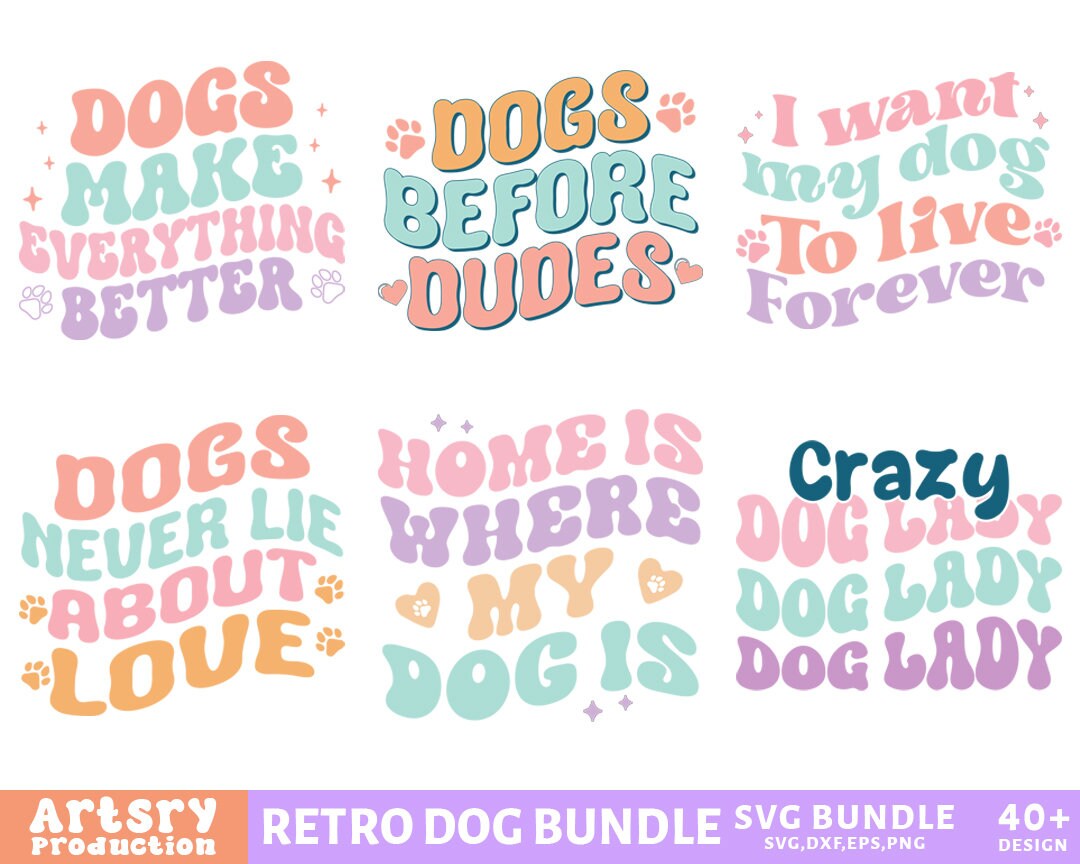Retro Dog Svg Bundle, Dog Wavy Svg, Groovy Dog Mom Shirt Svg, Dog Mom ...