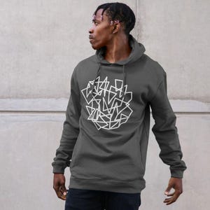 Men&#39;s Organic Cotton Pullover Hoodie: Minimalist Abstract Lines Graphic (Print on Demand)